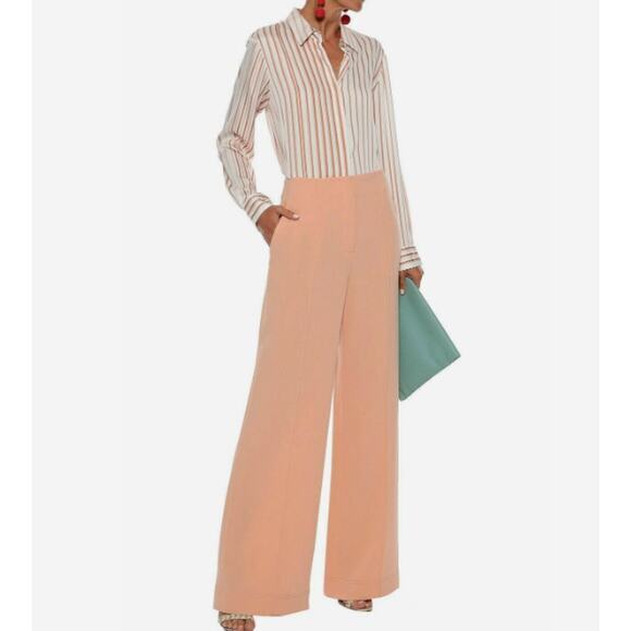 Diane Von Furstenburg Kiersten Wide Leg Trousers Coral Salmon Pink Size 10 NWT - Picture 9 of 10